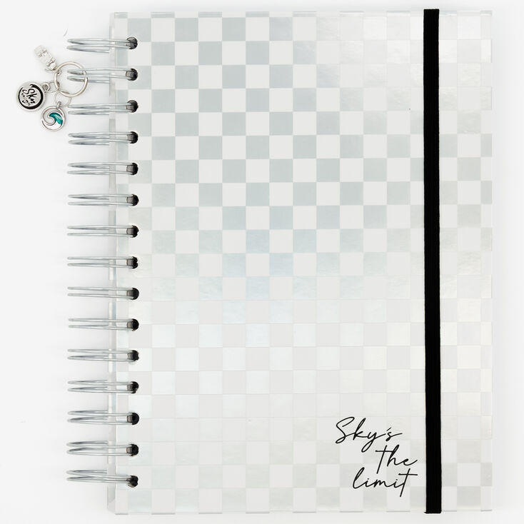 Sky Brown&trade; Checkered Notebook - Silver,