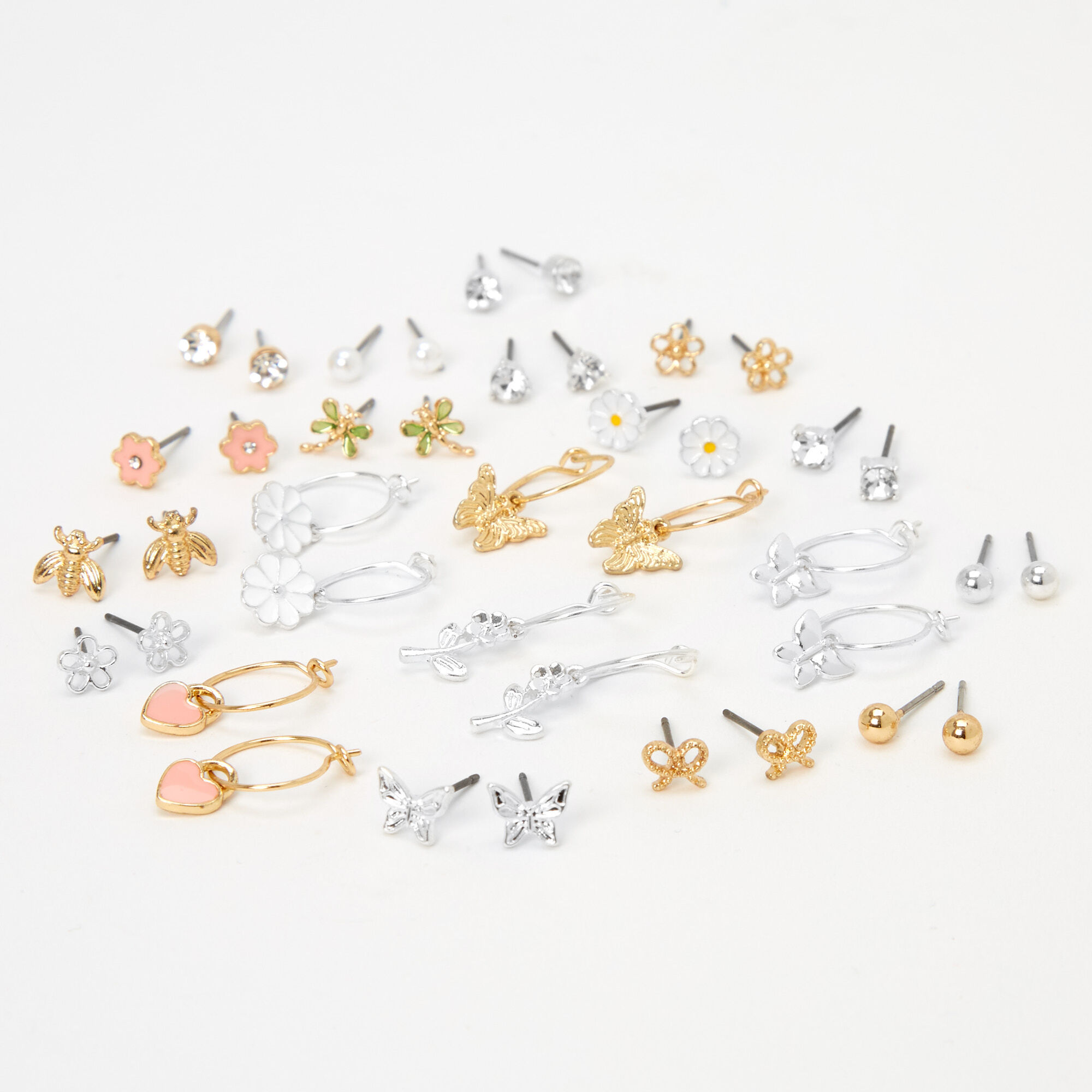 View Claires GoldTone Springtime Stud Earrings 20 Pack Silver information