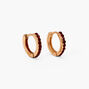 Gold 10MM Crystal Huggie Hoop Earrings - Ruby Red,