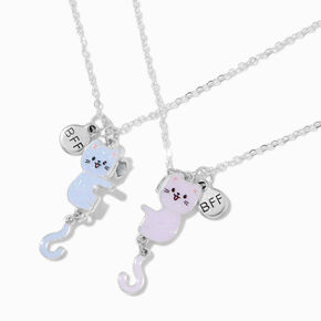 Best Friends Hugging Cats Pendant Necklaces - 2 Pack,