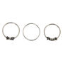 22G Sterling Silver Bali Beaded Hoop Nose Rings - 3 Pack,