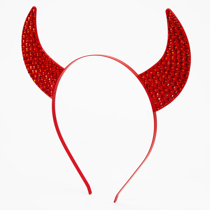 Faux Gem Devil Horns Headband - Red,