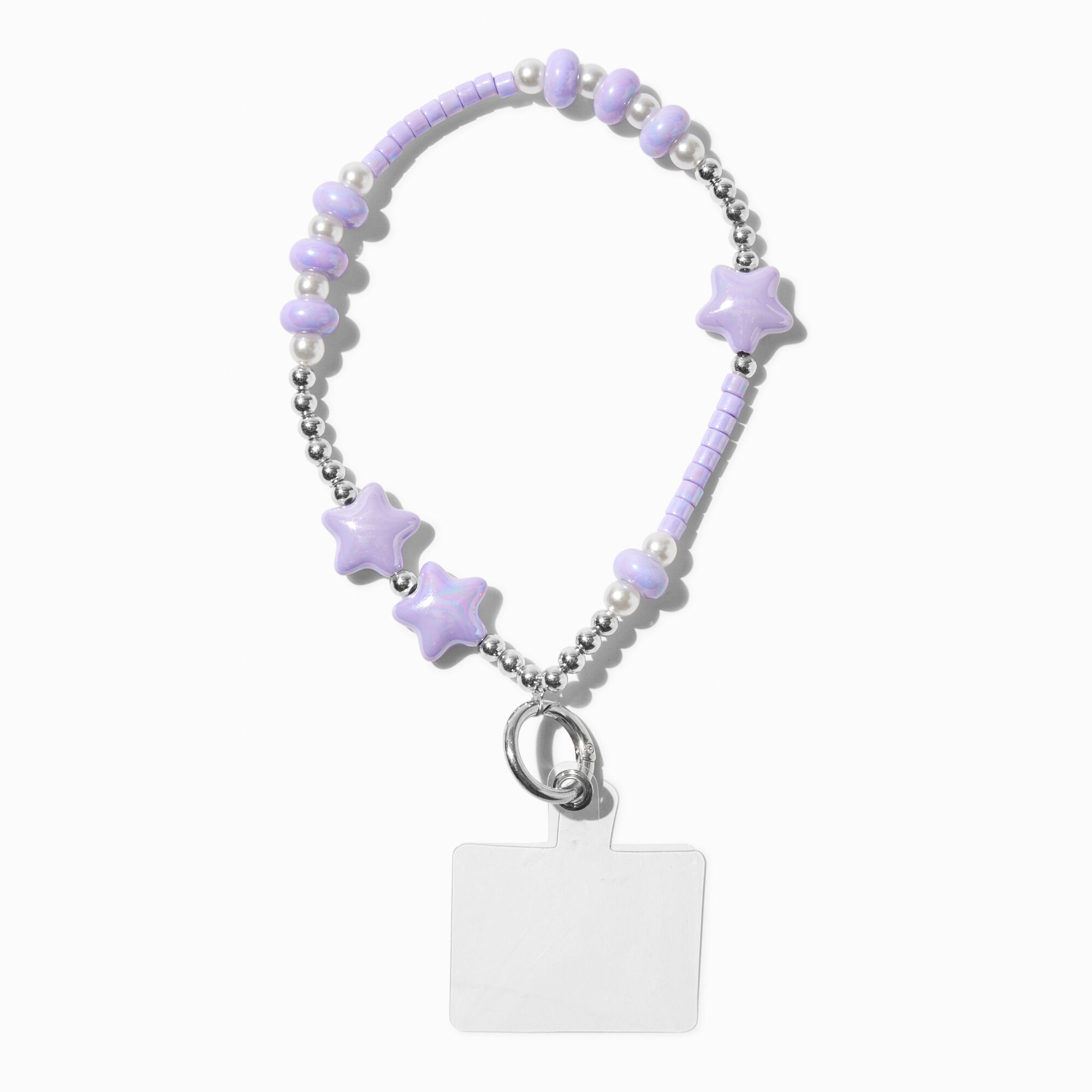View Claires Star Beaded Phone Wrist Strap Purple information