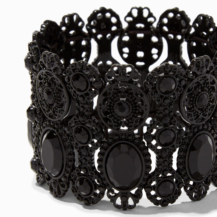 Bracelet &eacute;lastique imposant large noir,