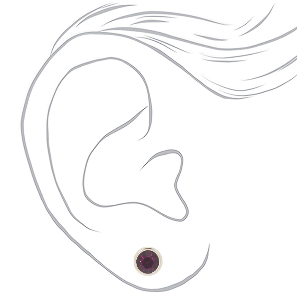 Crystal Stud Earrings - 9 Pack, Multi-Coloured,
