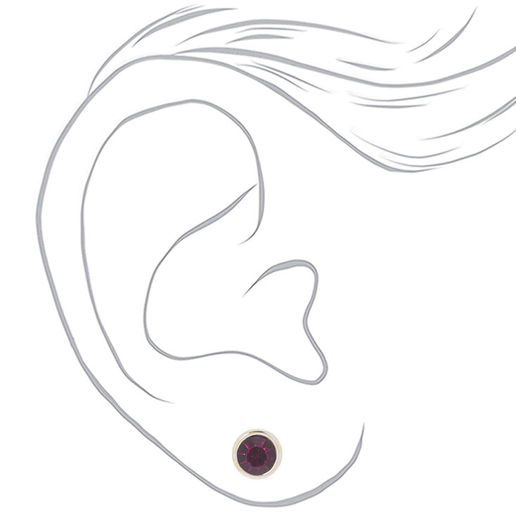 Crystal Stud Earrings - 9 Pack, Multi-Colored,
