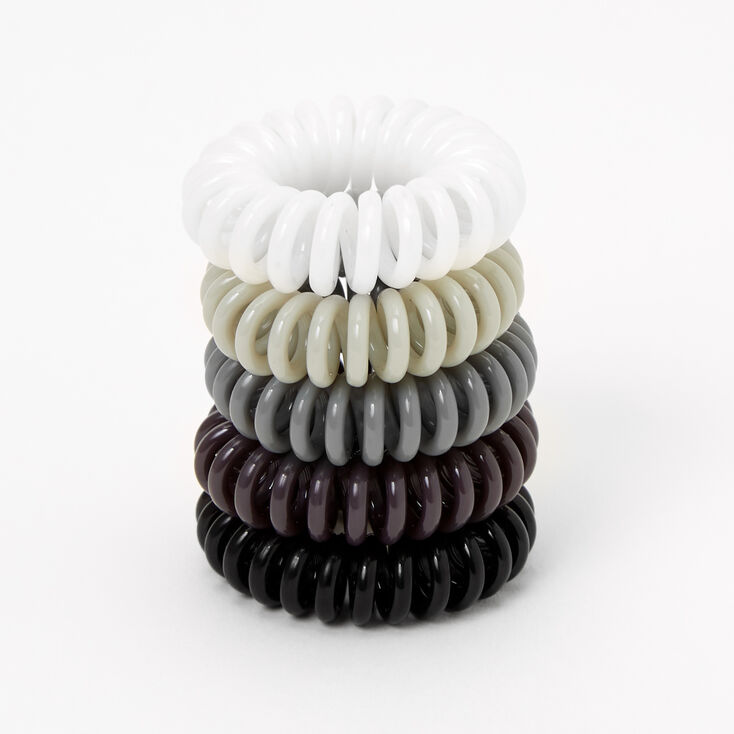 Black, Gray, &amp; White Spiral Hair Bobbles - 5 Pack,