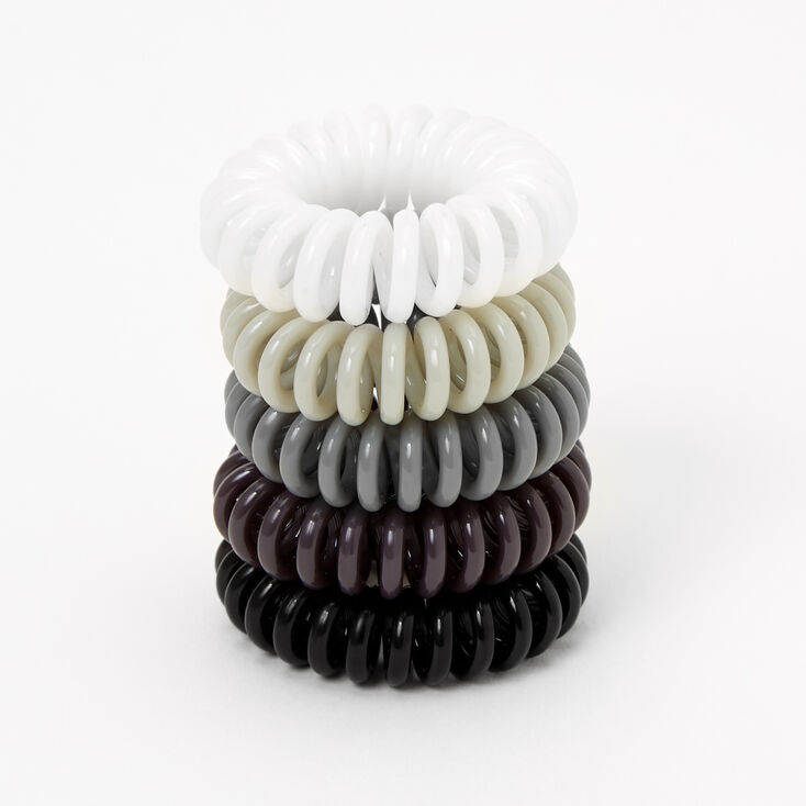 Claire's Élastiques spirale noirs, gris et blancs - Lot de 5