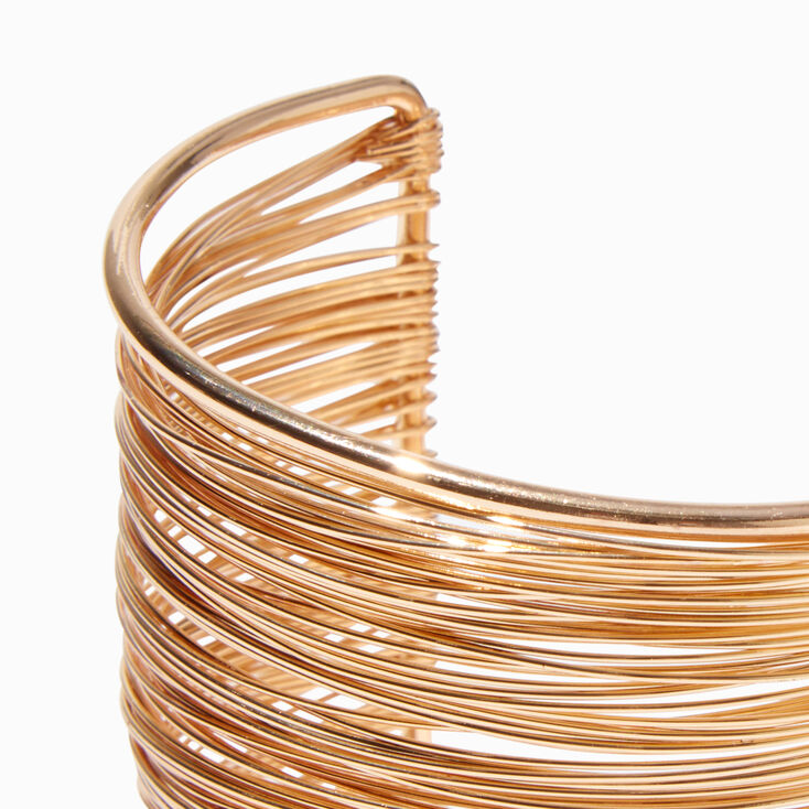 Gold-tone Wide Wire-Wrapped Cuff Bracelet