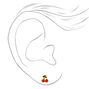 18k Gold Plated One Crystal Cherry Stud Earring,