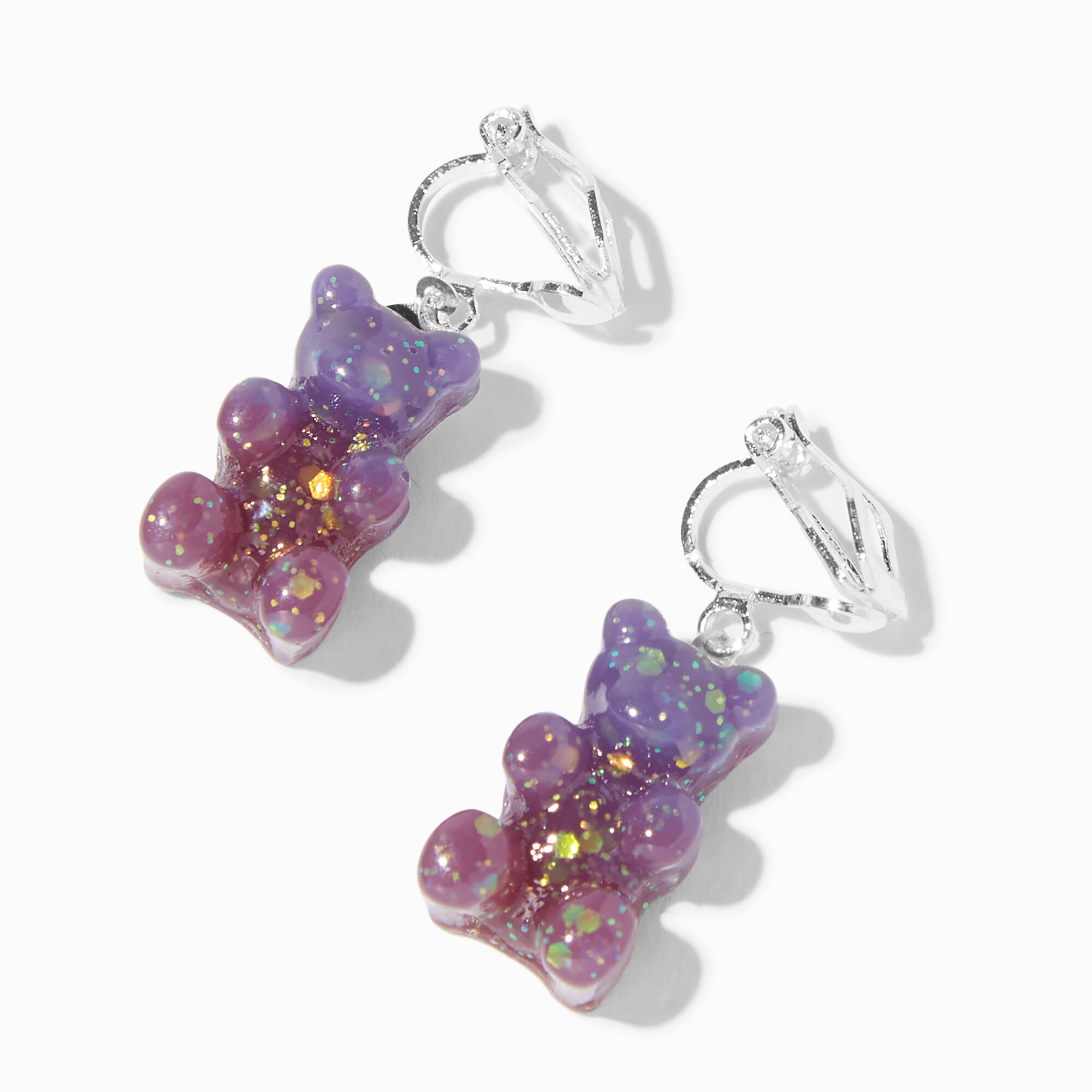 Coral UV Color-Changing Gummy Bears® 0.5" Clip-On Drop Earrings,