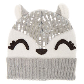 Go to Product: Trixie the Fox Sequin Beanie - Grey from Claires
