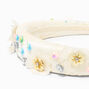 Sequin Floral White Puff Headband,