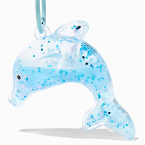 Blue Dolphin Water-Filled Glitter Keychain,