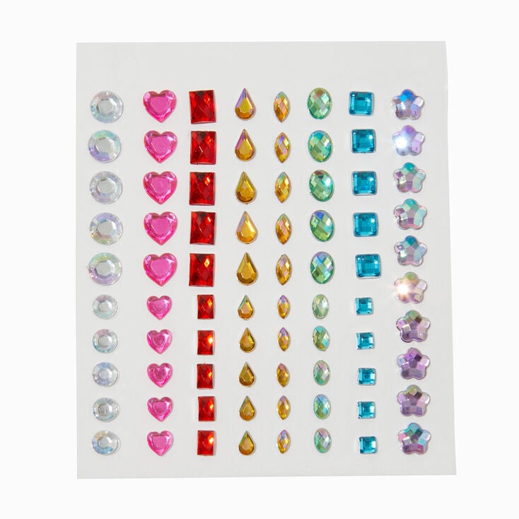 Rainbow Assorted Crystal Hair Gems - 80 Pack