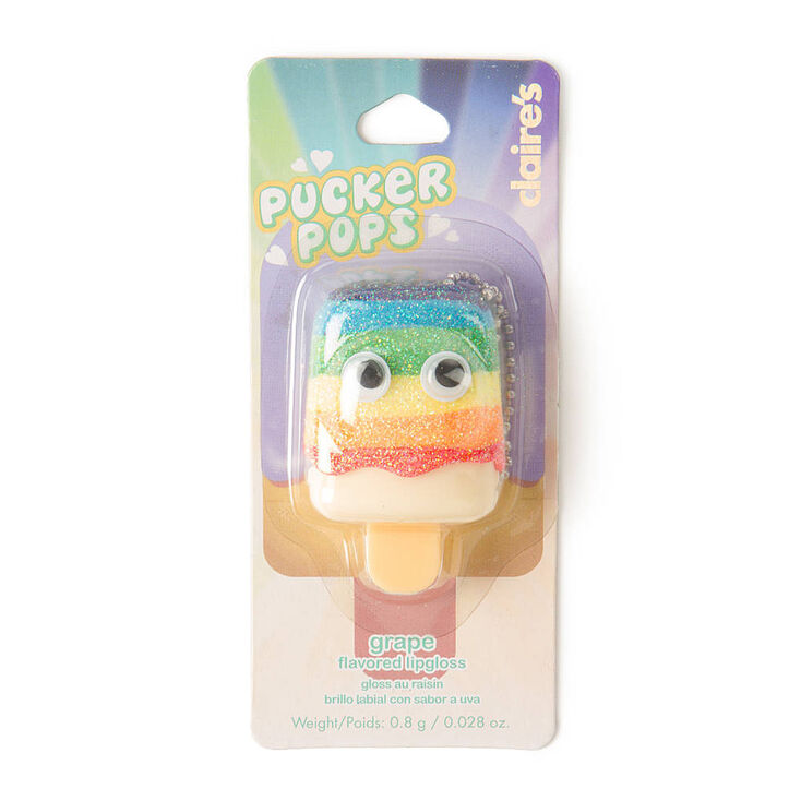 Pucker Pops Glitter Rainbow Lip Gloss - Grape,