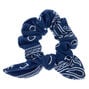Small Bandana Knotted Bow Hair Scrunchie - Navy,
