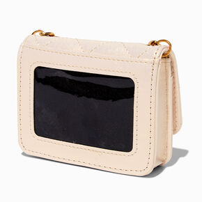Light Pink Quilted &quot;Slay&quot; Gold-tone Chain Crossbody Bag,
