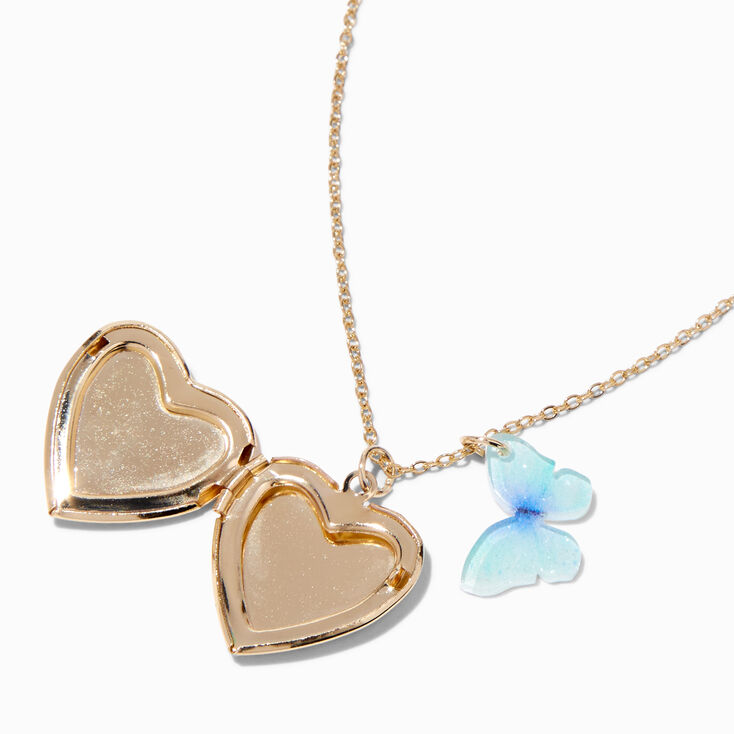 Claire&#39;s Club Gold Butterfly Locket Necklace,
