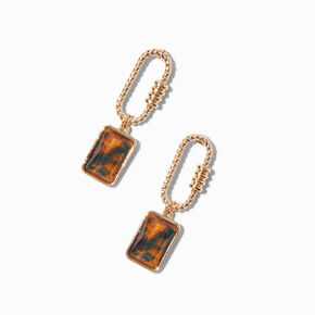 Gold-tone Carabiner Tortoiseshell Square Drop Earrings ,