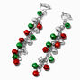 Silver 4&quot; Jingle Bells Linear Clip-On Drop Earrings,