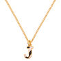 Gold Striped Initial Pendant Necklace - J,