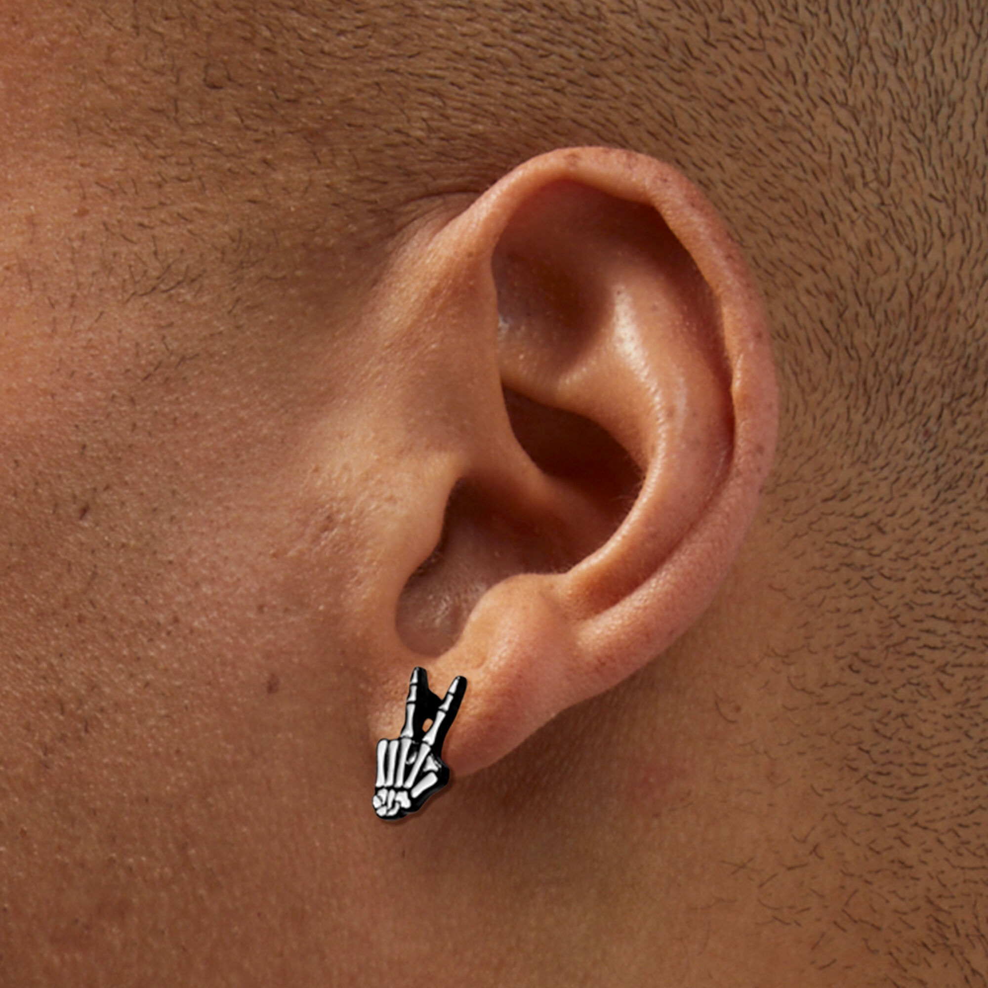 Skeleton Peace Sign Post Earrings
