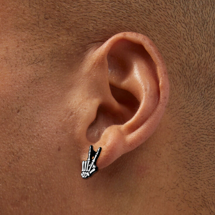 Skeleton Peace Sign Stud Earrings,
