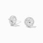 Clous d&rsquo;oreilles halo en argent avec strass en zircon cubique - 5&nbsp;mm,