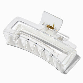 Large Two-Tone White Rectangular Hair Claw,
