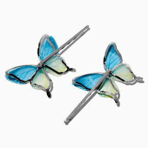 Blue &amp; Green Butterfly Hair Pins - 2 Pack,