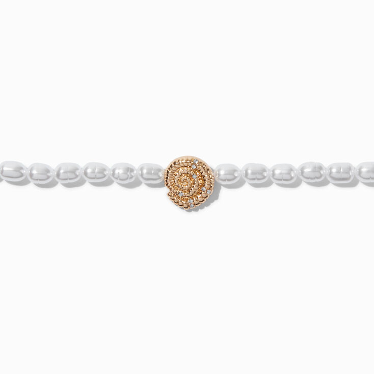 Pearl Conch Shell Pendant Choker Necklace,