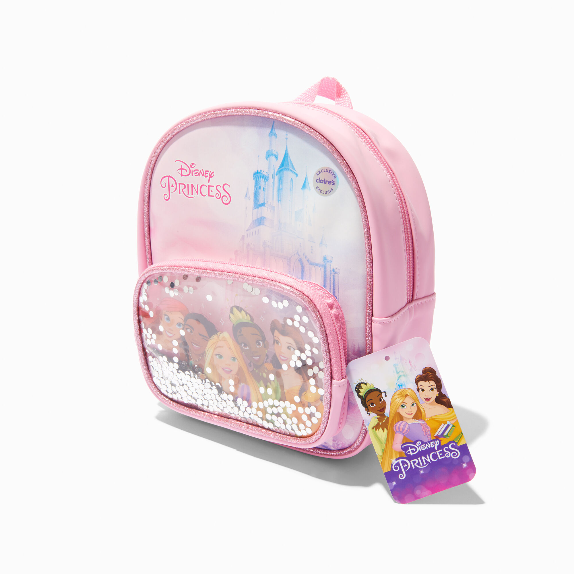 claire's exclusive ©disney princess sequin backpack - pink
