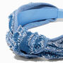 Frayed Look Blue Denim Knotted Headband,