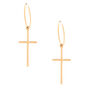 Gold 20MM Cross Hoop Earrings,