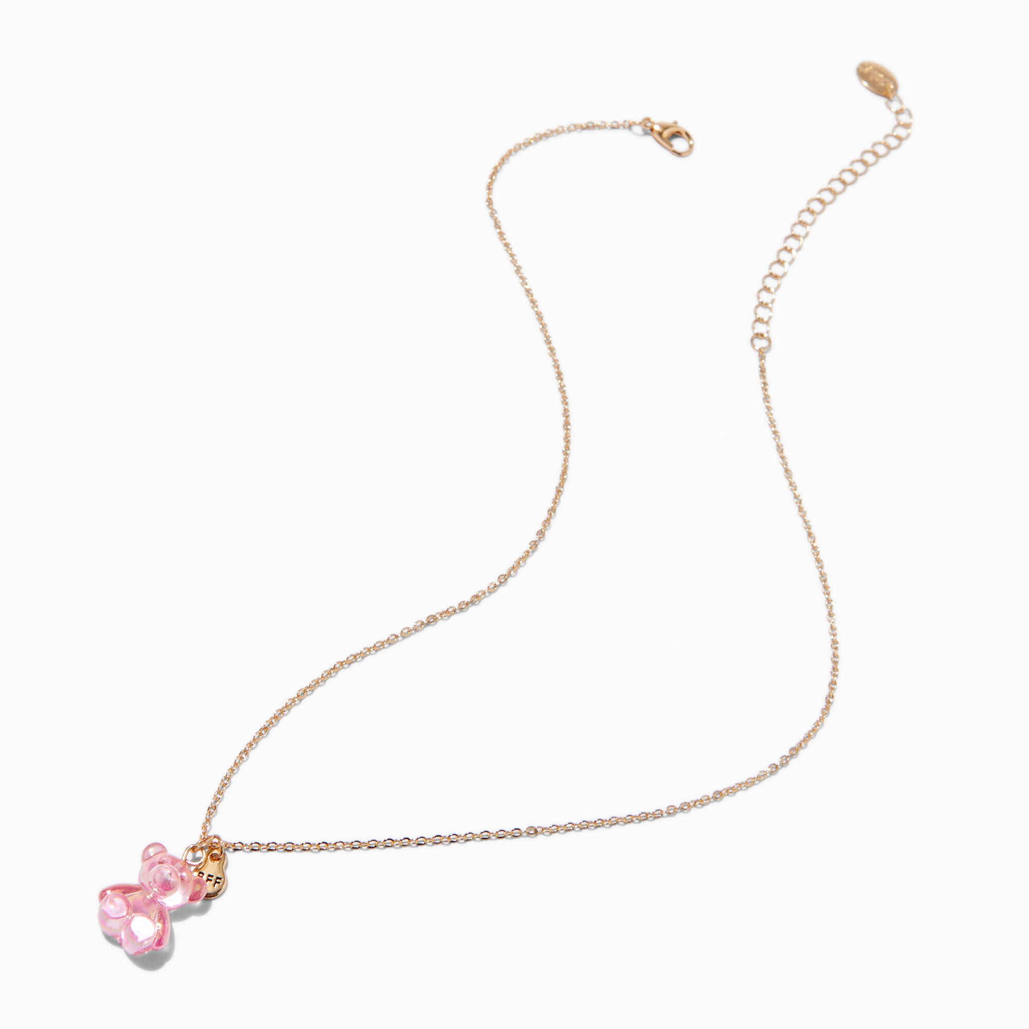Best Friends Iridescent Teddy Bear Pendant Necklaces - 3 Pack,
