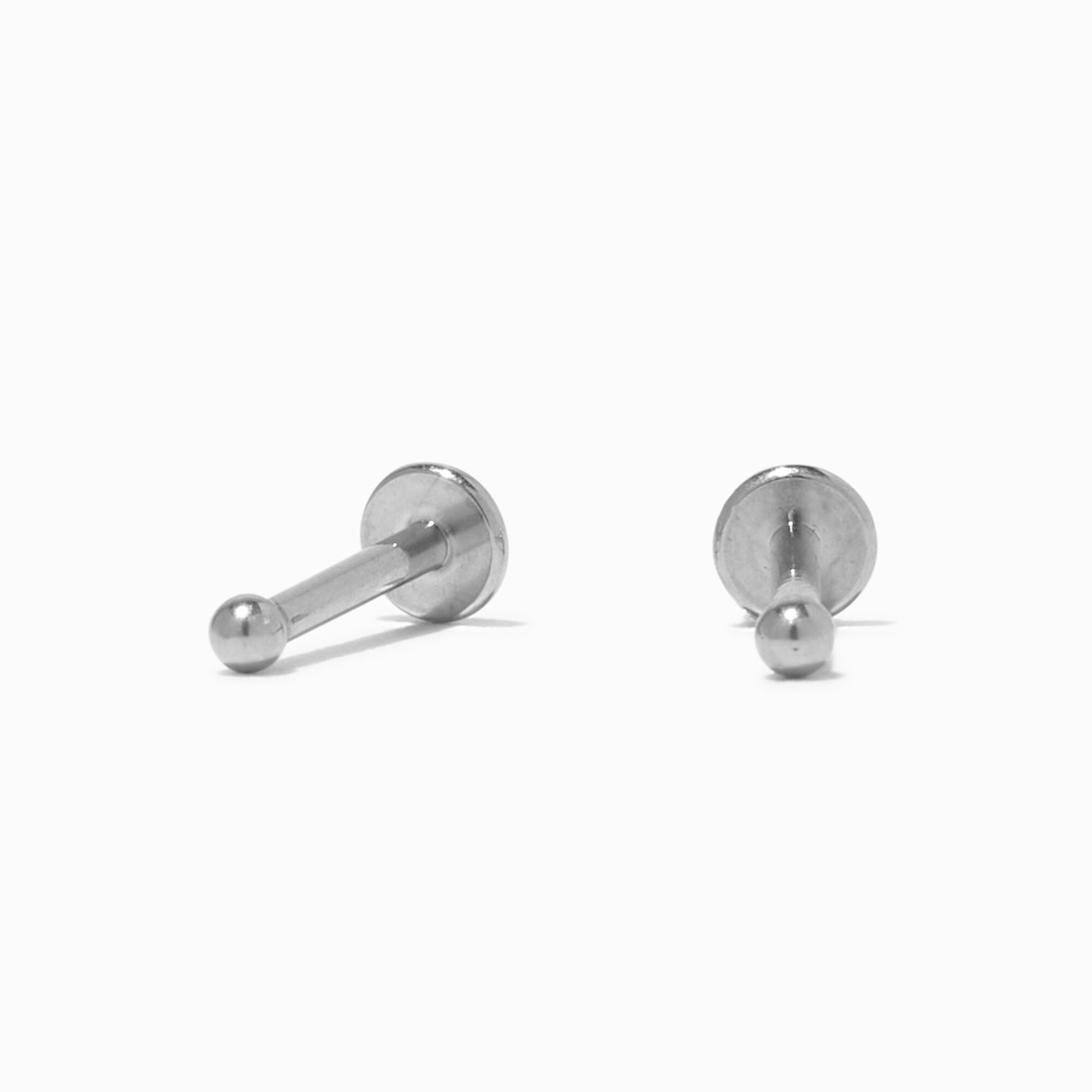 View C Luxe By Claires Titanium 2MM Ball Flat Back Stud Earrings Silver information