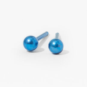 Titanium 3mm Cobalt Ball Studs Ear Piercing Kit with Ear Care Solution,