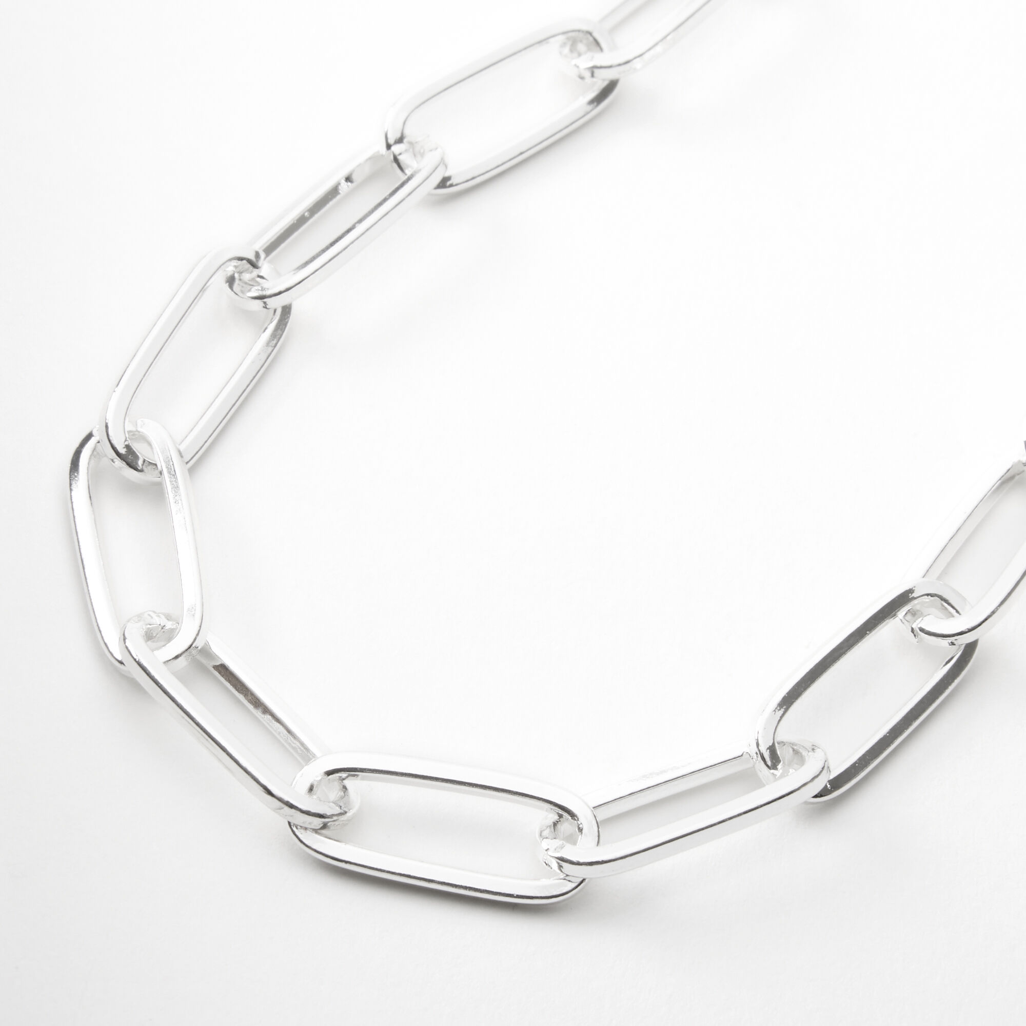 LARGE WHITE CZ CARABINER PAPERCLIP CHAIN, SILVER ON SILVER – JEN HANSEN