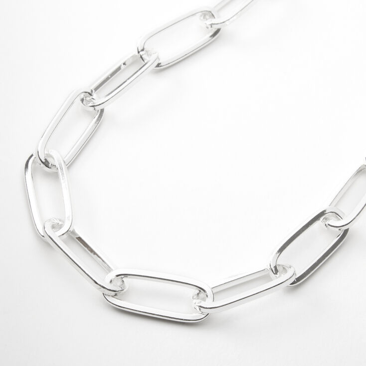 Silver Paperclip Link Chain Necklace,