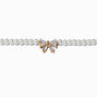 Cubic Zirconia Bow &amp; Pearl Gold-tone Chain Bracelet,