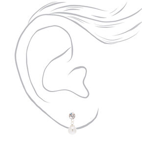 Sterling Silver 5MM Pearl Drop Stud Earrings,