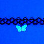 Ras-de-cou effet tatouage papillon pastel phosphorescent,