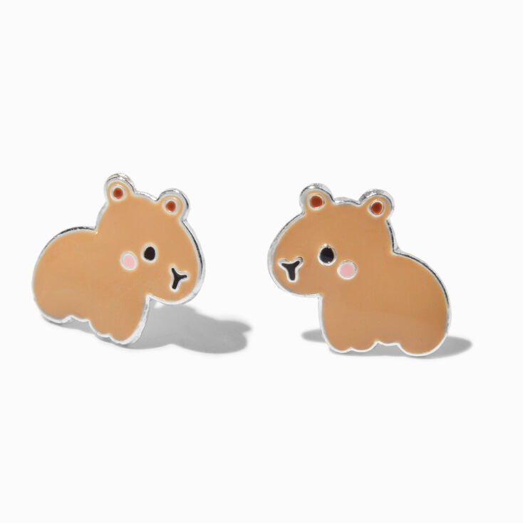 Sterling Silver Capybara Stud Earrings,