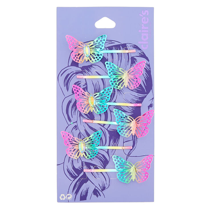 Anodized Butterfly Hair Pins - 6 Pack,