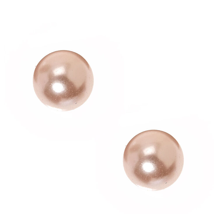 8MM Blush Pink Faux Pearl Earrings,