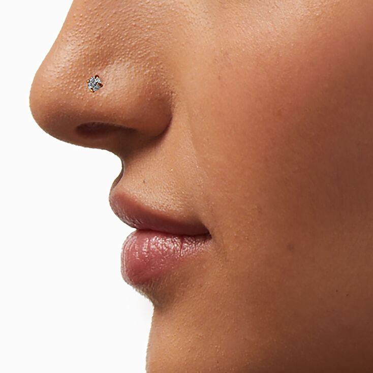 20G Gold-tone Titanium Crystal Nose Stud &amp; Hoops - 3 Pack,