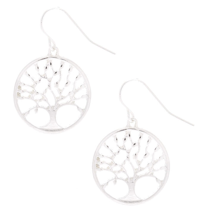 Silver 1" Tree of Life Drop Earrings