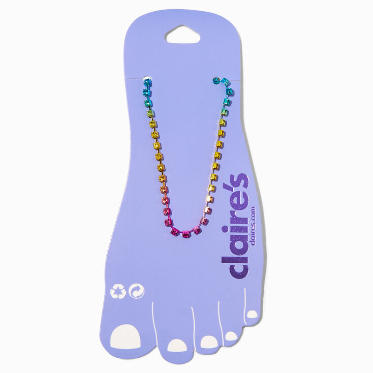 Rainbow Anodized Ombre Silver Chain Anklet,