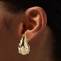 Gold-tone Pearl Dotted Long Bean 1&quot; Drop Earrings,
